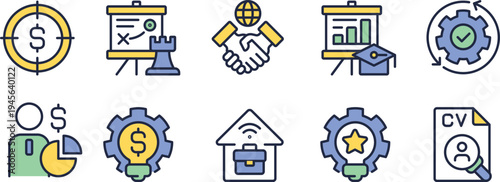 Illustrations of various career and professional development concepts