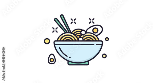 Noodle bowl illustration isolated on white