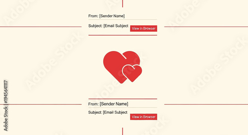Couple Hearts Icon, Romantic Love Symbol, Valentine's Day Greeting Card Design