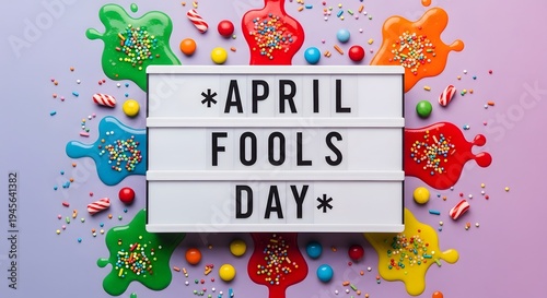 Wallpaper Mural Vibrant april fools day celebration with colorful paint splatters Torontodigital.ca