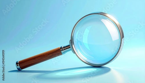 Magnifying Glass with Blue Lens on Smooth Background for Research and Exploration Purposes