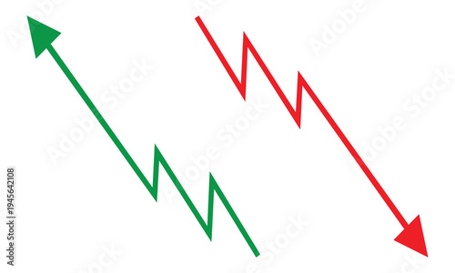 graph bule going down up green red arrow icon set vector illustration design