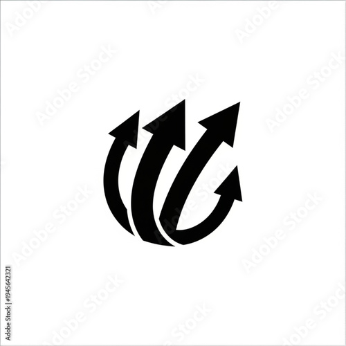 Three black arrows curving upwards and forwards on a white background, representing growth and progress.