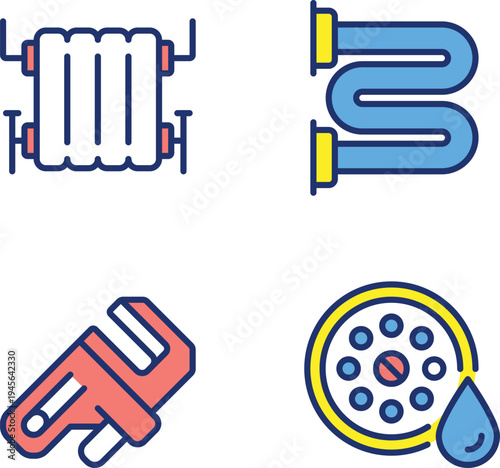Illustrations of four different types of plumbing fixtures and fittings