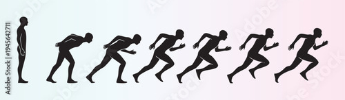 Sequential silhouette of a runner showing motion progression stages