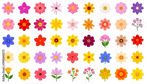 Colorful Floral Collection - A Diverse Array of Blossoms in Full Bloom.