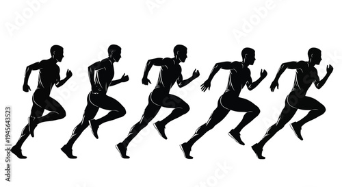 Sequence of a runners motion captured in silhouette.