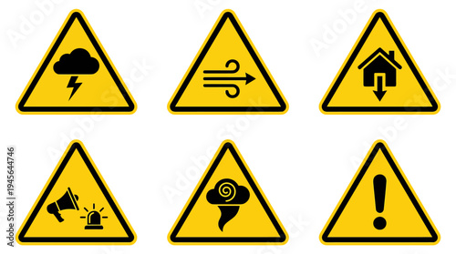 Collection of Warning Signs for Safety and Caution 2. Vector Icons Set