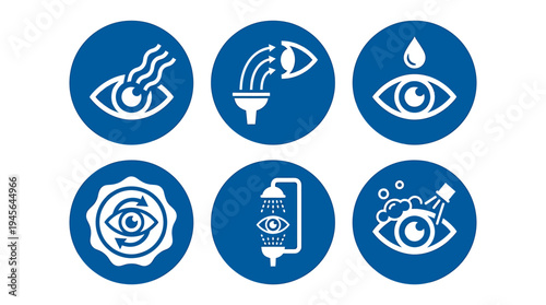 Eye Care and Vision Health Icons Set for Medical and Healthcare Applications. Vector Icons Set