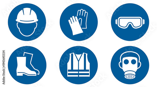 Safety Equipment and Protective Gear for Industrial Workers. Vector Icons Set