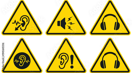 Warning Signs and Symbols for Safety and Caution. Vector Icons Set