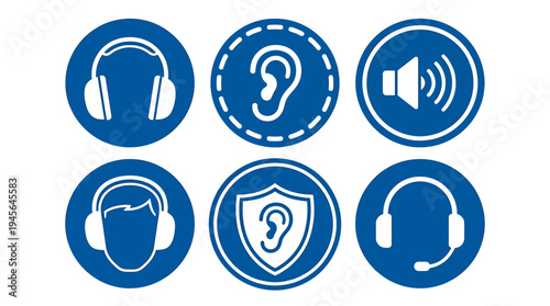 Collection of Audio Equipment and Hearing Protection Icons. Vector Icons Set