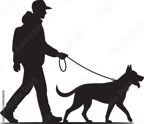 Man Walking Dog Silhouette – Pet Walking Illustration