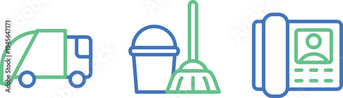 Icons representing waste management and digital identity services