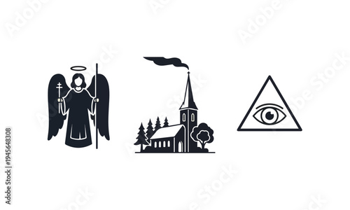 Religious and Symbolic Icons of Angel Church and Eye