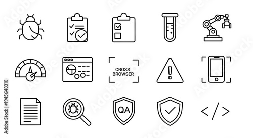 Collection of Simple Line Icons for Software Development.