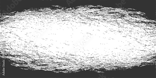 White horizontal brush stroke texture with distressed edges and grain isolated on black background for design overlays