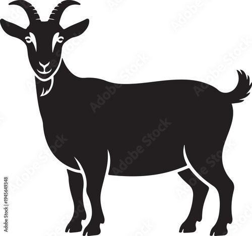 Goat Silhouette Icon – Farm Animal Standing Profile