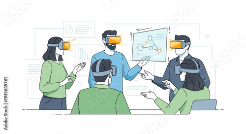 Team Collaboration in Virtual Reality - A Futuristic Meeting.