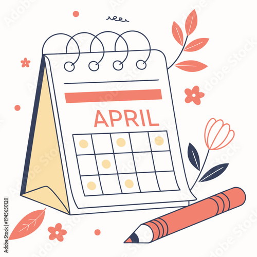 A calendar for the month of april