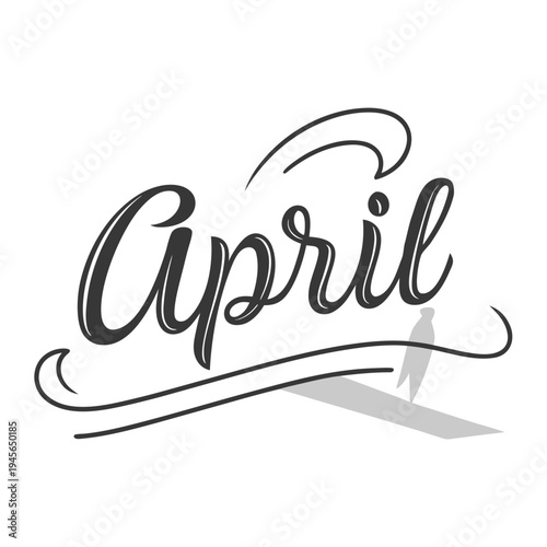 April word in elegant cursive font with shadow