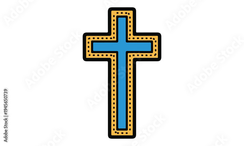 Minimalist Christian Cross Icon Illustration Isolated on White