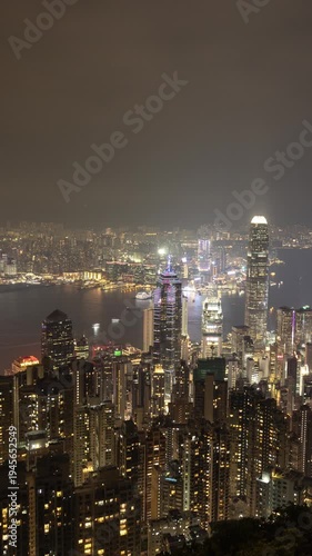 Wallpaper Mural Hong Kong skyline from victoria peak at night in vertical Torontodigital.ca