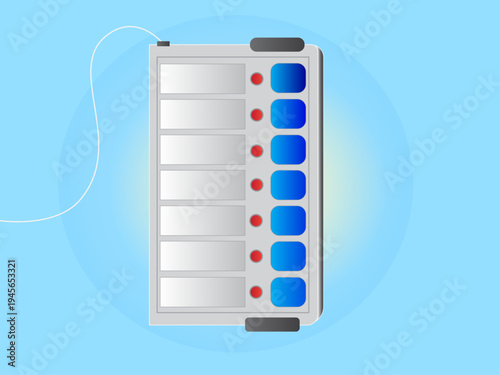 Electronic Voting Machine with Buttons – Digital Election Voting System Illustration