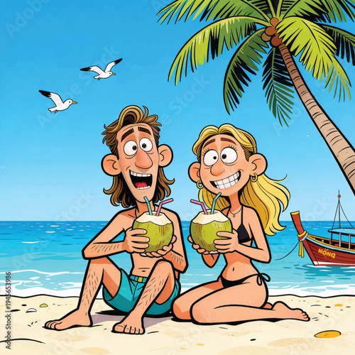 Couple on their tropical holidays 