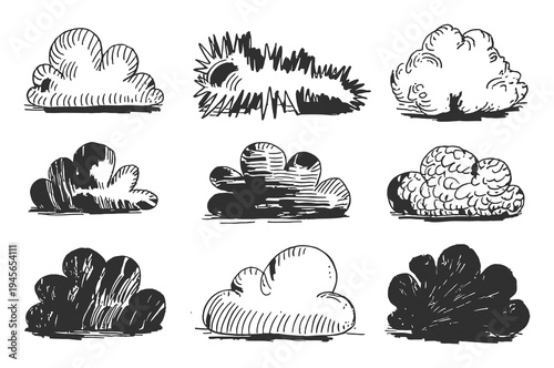 Hand-Drawn Cloud Illustrations in Various Styles