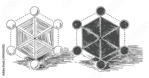 Hand-Drawn Geometric Network Diagrams with Spheres and Dotted Lines