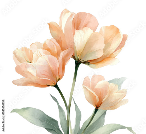 PNG Delicate watercolor tulip illustration.