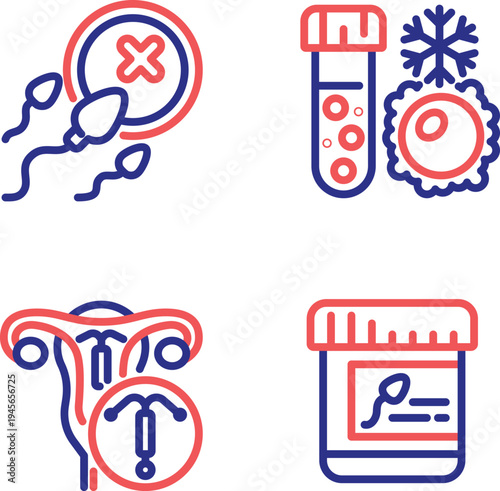 Illustrations of viruses, vaccines, and medical testing components
