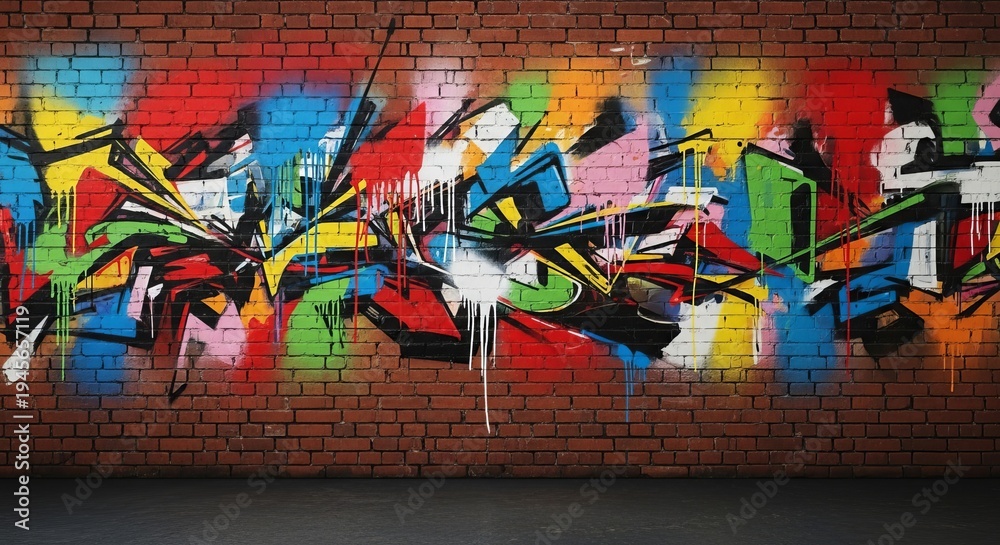 Fototapeta premium Vibrant Graffiti Art on Brick Wall