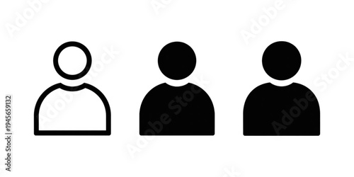 Three simple icons representing different human silhouettes
