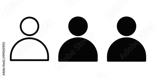 Three simple icons of people with different head styles