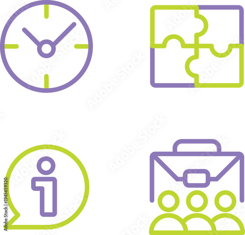 Foto Modern icons representing time management, planning, information, and teamwork