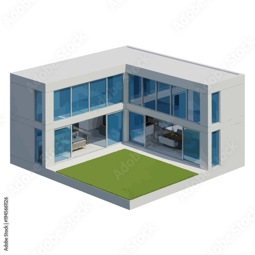 Modern Minimalist House with Glass Facade.