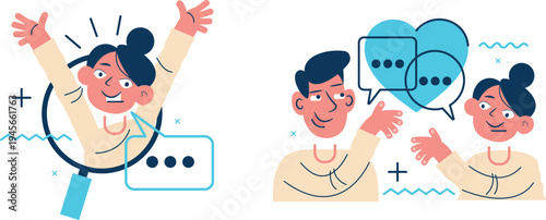 Illustration of communication and positive emotional feedback through feedback icons
