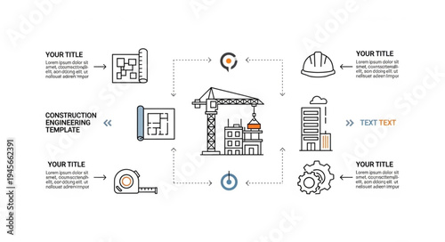 Construction Engineering Process Flowchart - Blueprint to Building Completion.
