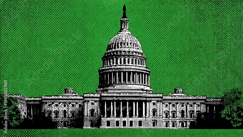 US capitol building in green background