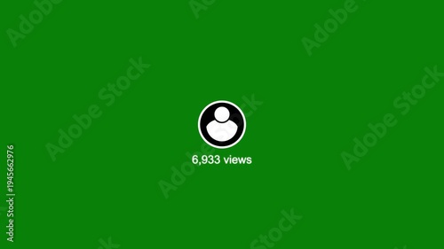 Minimalist social media follower count display with white user icon looped motion graphic animation on green background. Concept of social media 10K followers counting notification.