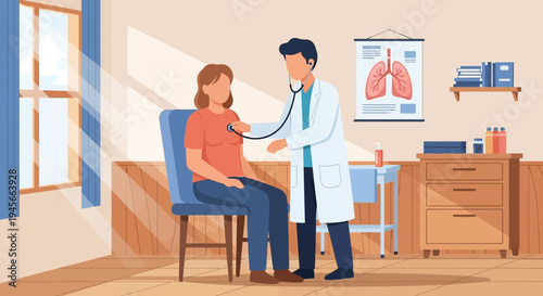 Doctor examining a patient in a clinic.