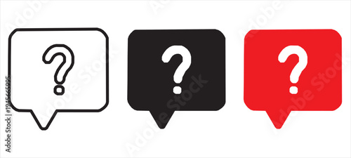 question mark icon button in speech bubble. faq sign, customer support and support sign or ask and help signs with red question icon symbol