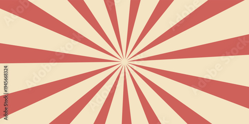 Circus background and spiral retro rays vector pattern. Vintage poster of red white sun or star burst radial lines with grunge texture, circus, carnival, summer fair or chapiteau backdrop,eps.10