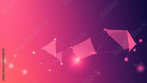 oganesson. Abstract geometric shapes in gradient colors, representing digital network and connectivity. product launch decks, UI/UX mockups, designed for product launches and innovation pitches.