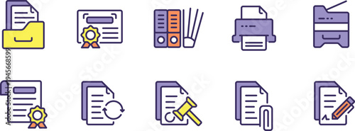 Collection of icons representing various document management and editing functions