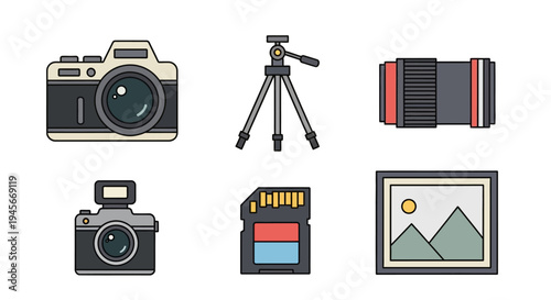 Camera and photography equipment icons.