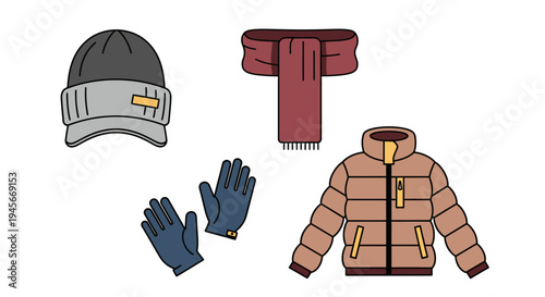 Winter clothing set with accessories.