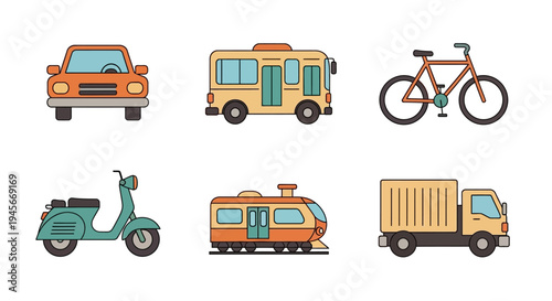 Vehicles Transportation Icons.